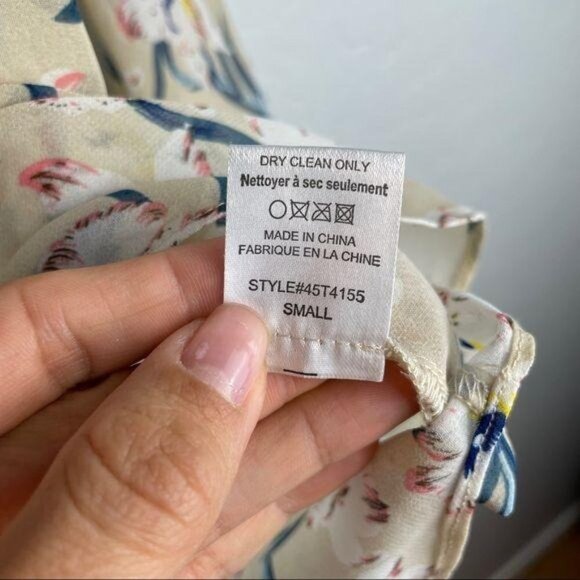 Greylin Sheer Floral Split Neck Long Sleeve Popover Blouse Women's Size Small - Picture 7 of 8